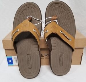 Sperry New in Box Men's Tan Pensacola II Thong Leather Sandal Size 9
